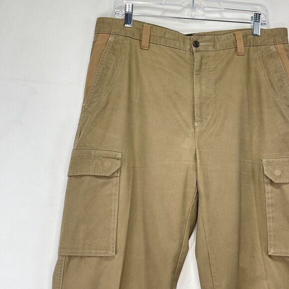 Tasso Elba Mens Pants Cargo 34x30 Cotton Flat Front Tan color - Picture 7 of 16
